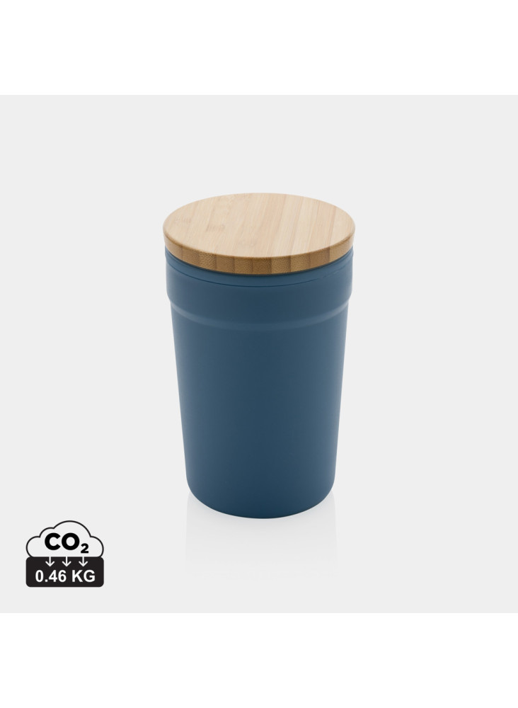 Mug 300ml en PP recyclé GRS avec couvercle en bambou