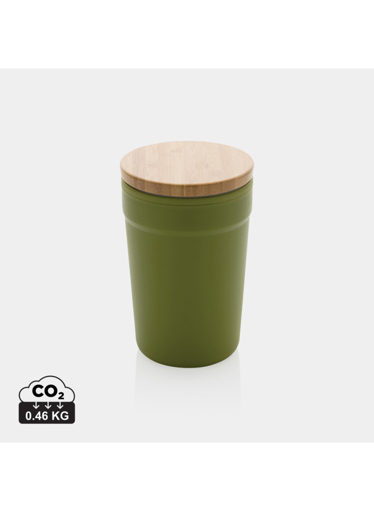 Mug 300ml en PP recyclé GRS avec couvercle en bambou