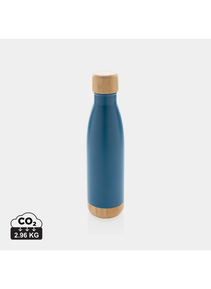 Bouteille isotherme en acier avec finition bambou