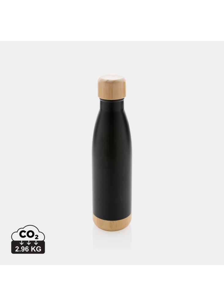 Bouteille isotherme en acier avec finition bambou