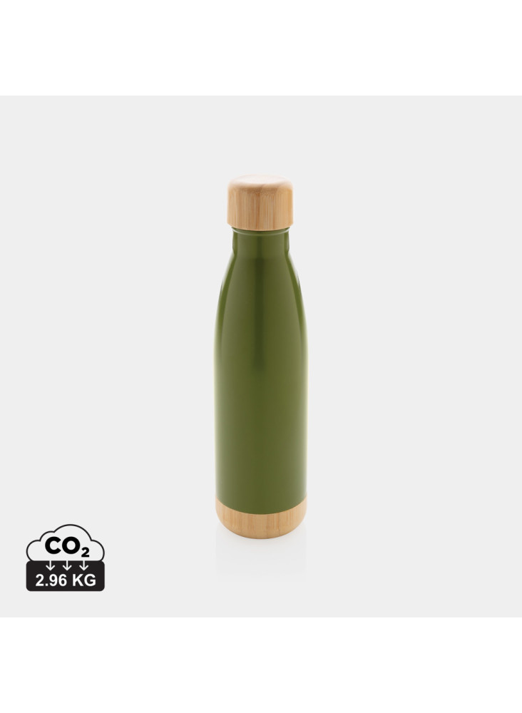 Bouteille isotherme en acier avec finition bambou
