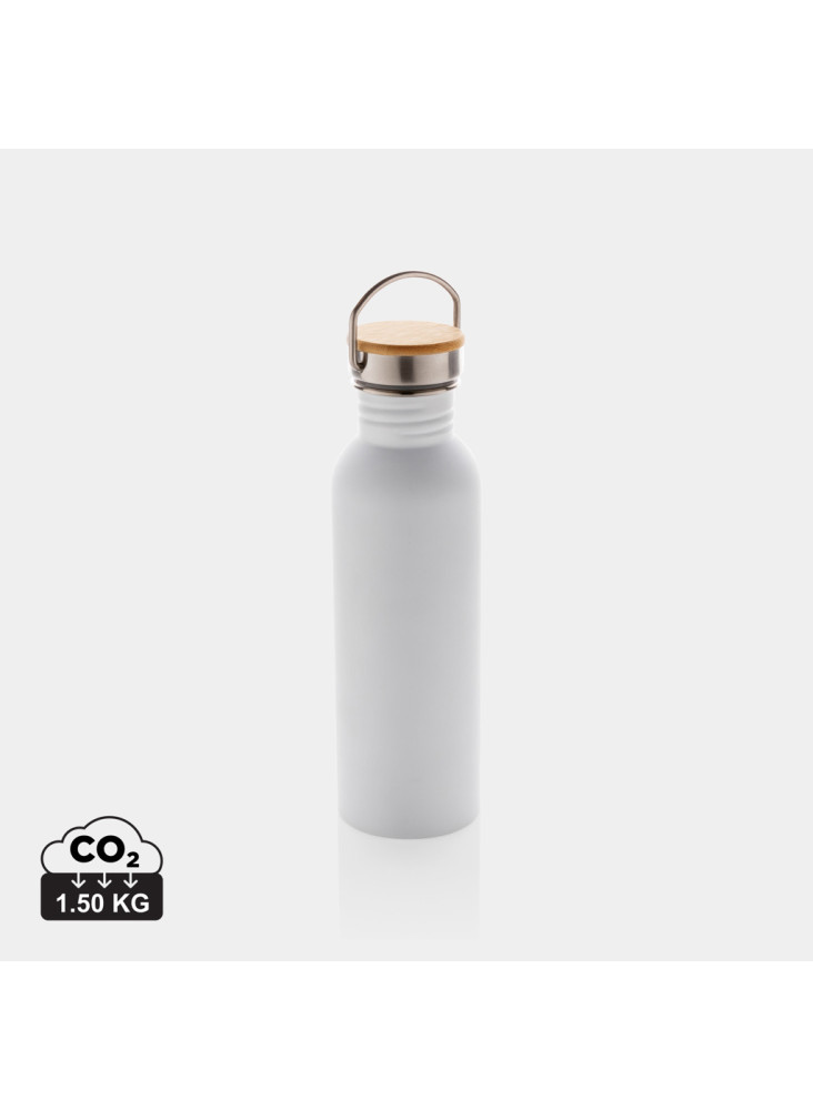 Bouteille en acier inoxydable avec couvercle en bambou