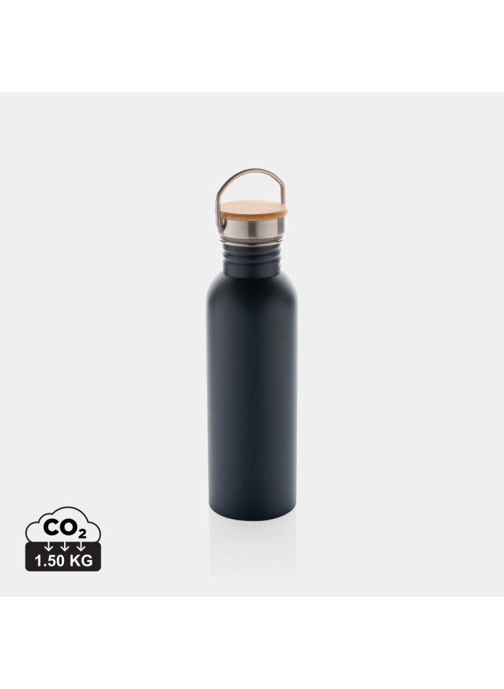 Bouteille en acier inoxydable avec couvercle en bambou