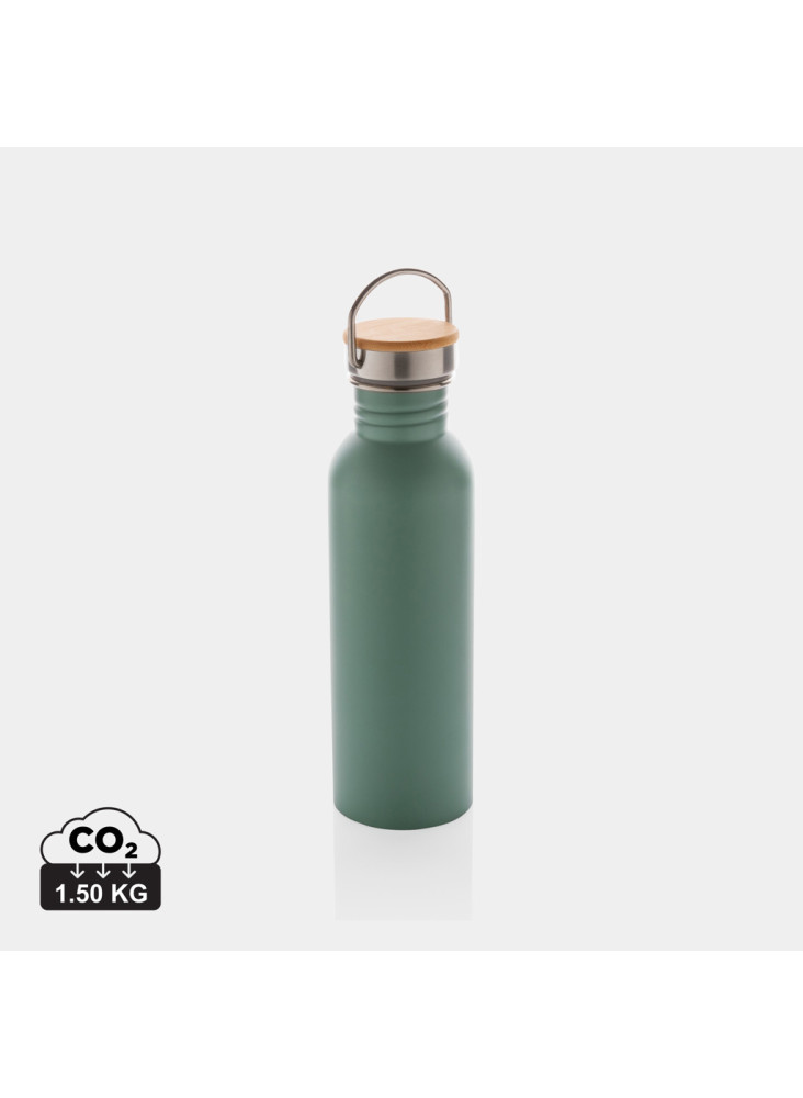 Bouteille en acier inoxydable avec couvercle en bambou