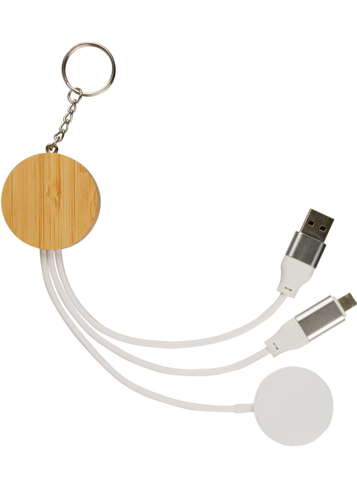Porte-clés avec câbles de charge Mei | Bambou | Avec chargeur de montre connectée