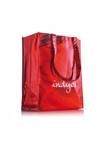 Grand Sac Shopping rouge avec anses plates.