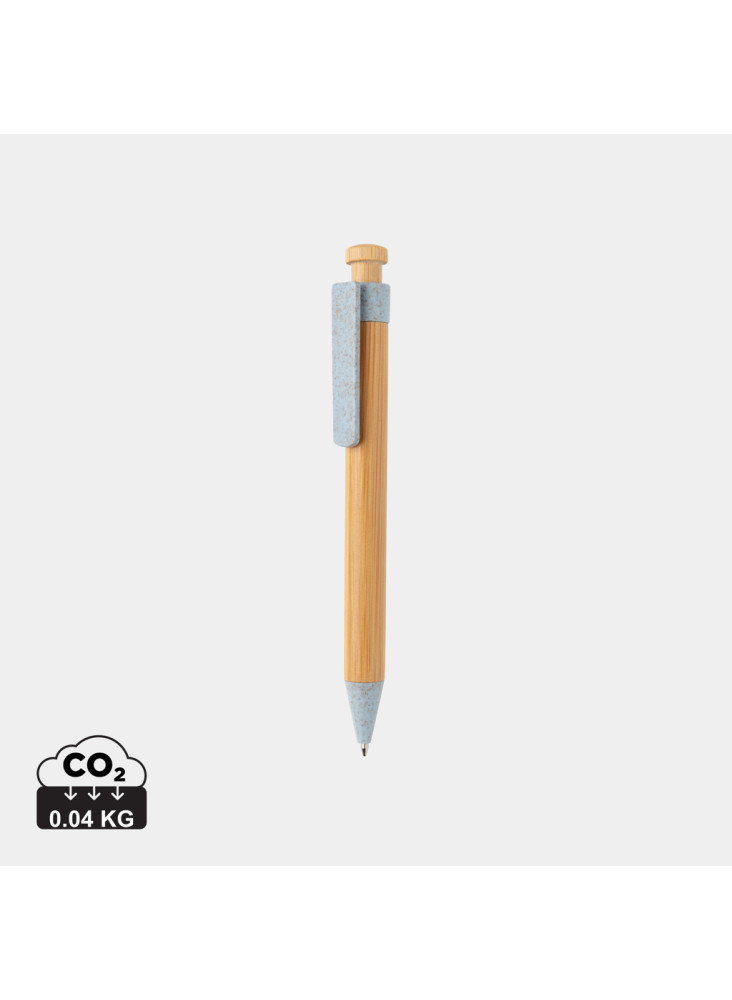 Stylo en bambou avec clip en fibre de paille