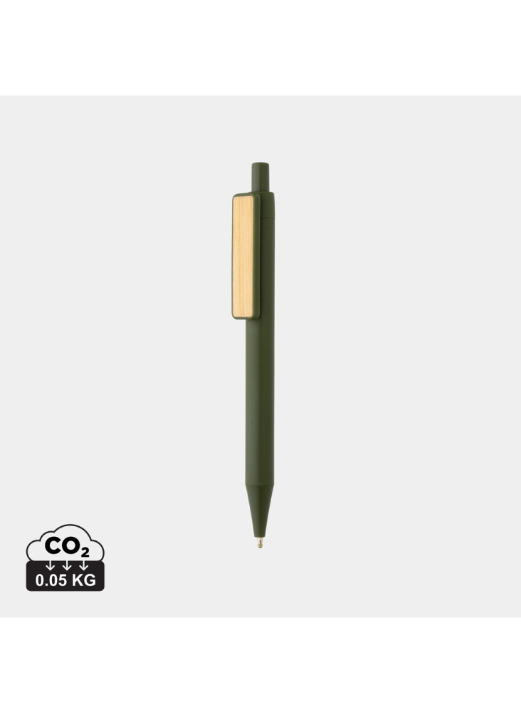 Stylo en ABS recyclé GRS avec clip en bambou