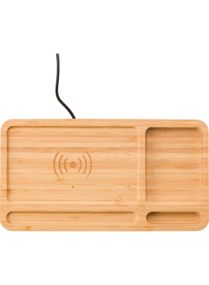 Chargeur sans fil Faye | Bambou | Organiseur de bureau