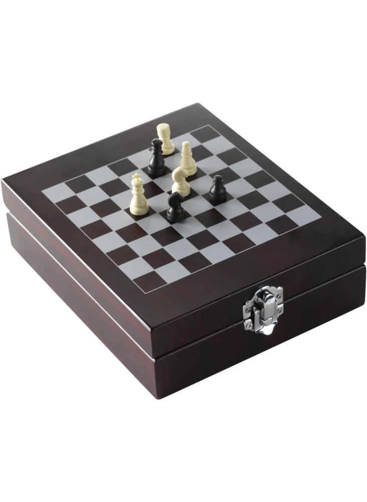 Set de vin Renée | Coffret en bois | Couvercle damier | 4 pcs