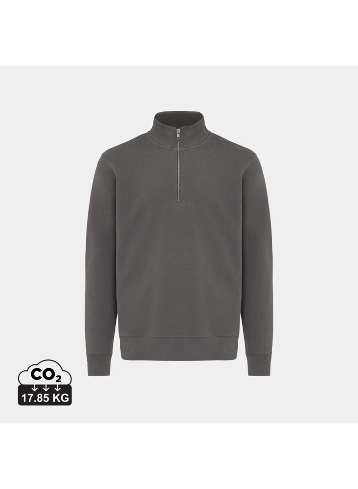 Sweater IQONIQ à col montant zippé en coton recyclé Elgon