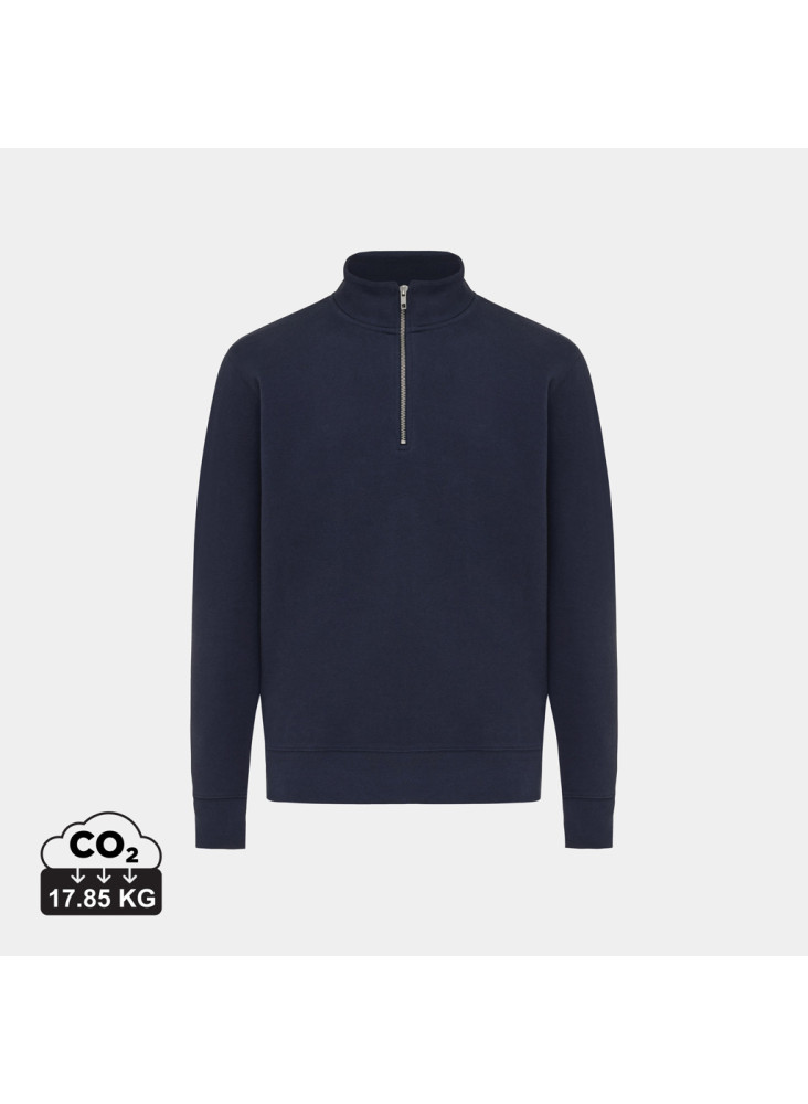 Sweater IQONIQ à col montant zippé en coton recyclé Elgon