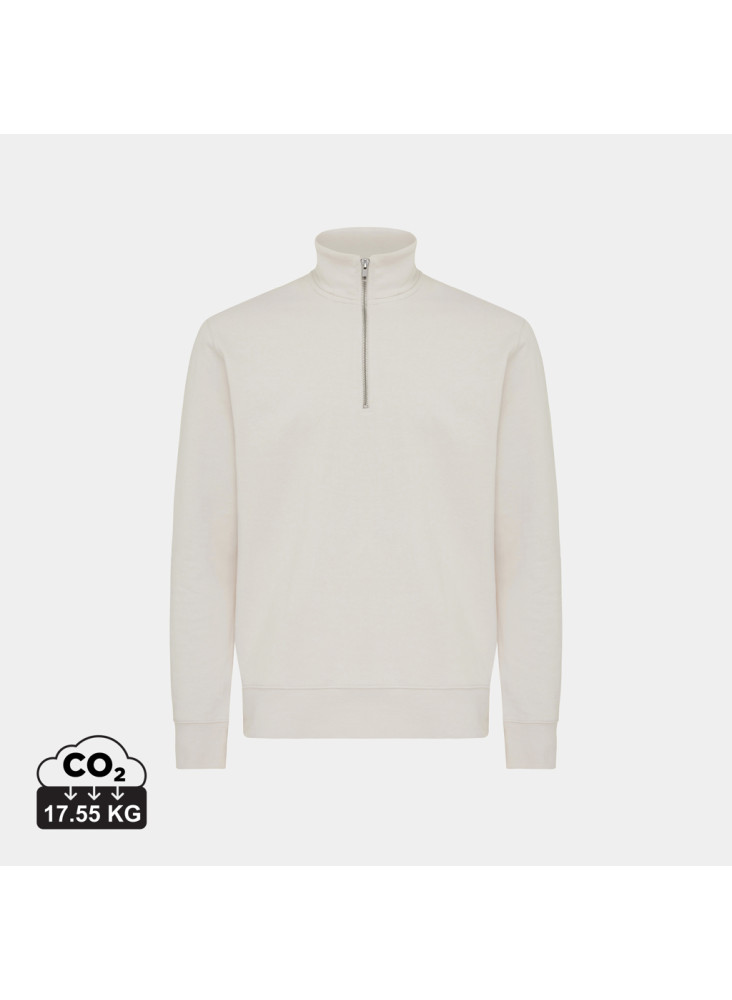 Sweater IQONIQ à col montant zippé en coton recyclé Elgon