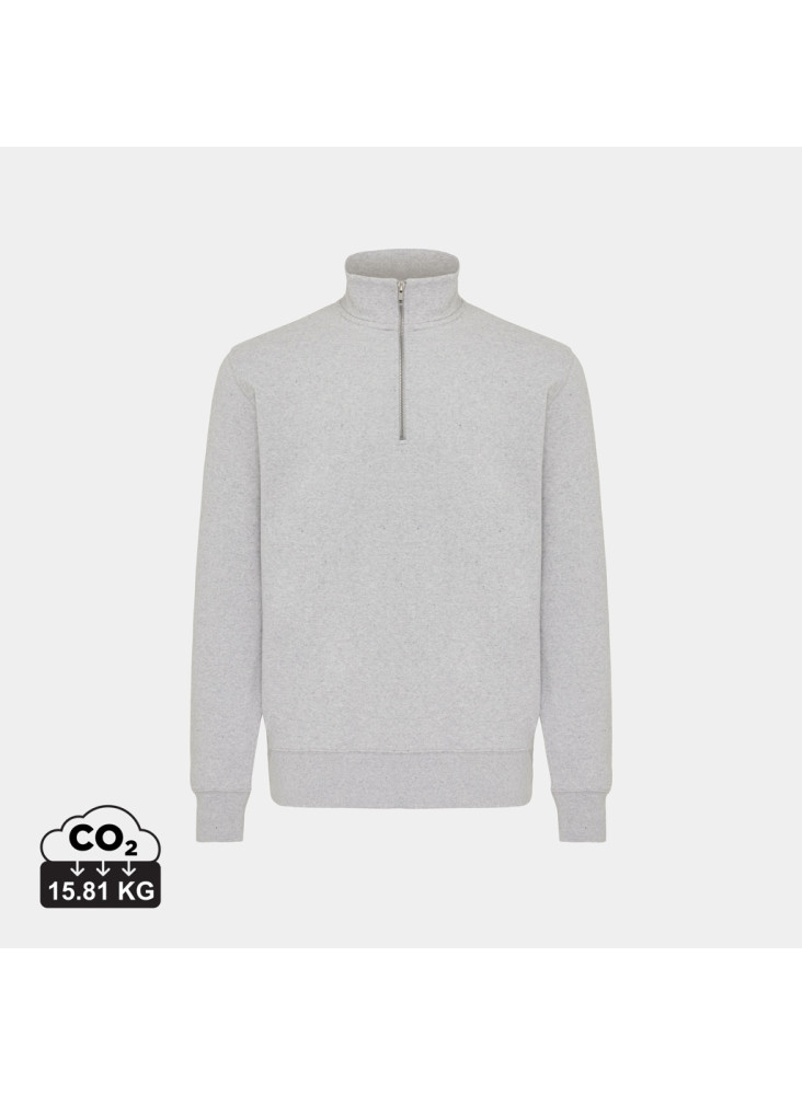 Sweater IQONIQ à col montant zippé en coton recyclé Elgon