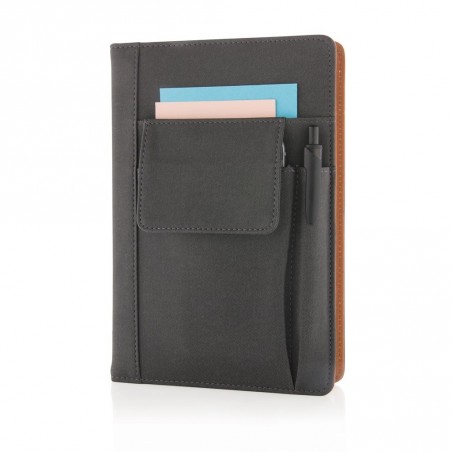 Carnet de notes avec pochette pour téléphone, noir