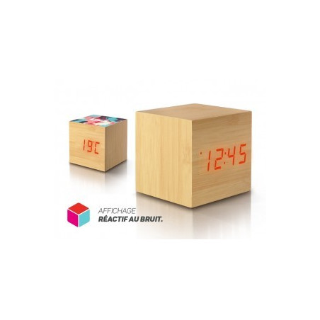 PENDULETTE REVEIL CUBE DE BOIS