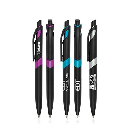 Stylo à bille PISE avec mécanisme poussoir publicitaire