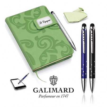 Set bloc-notes vert/stylo à bille personnalisé