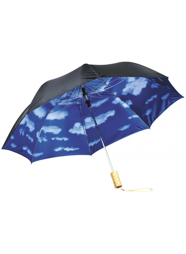 Parapluie publicitaire  automatique bleu ciel, noir 