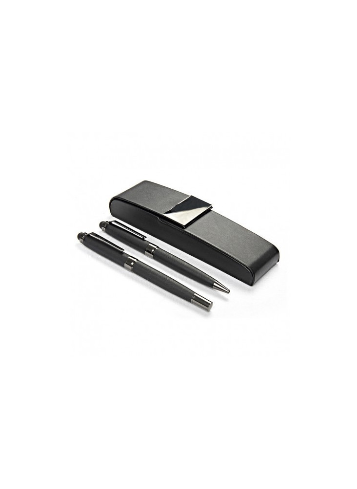 Set de stylos métallique noir élégant publicitaire