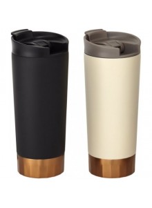 Mug thermos en inox en noir ou en beige.