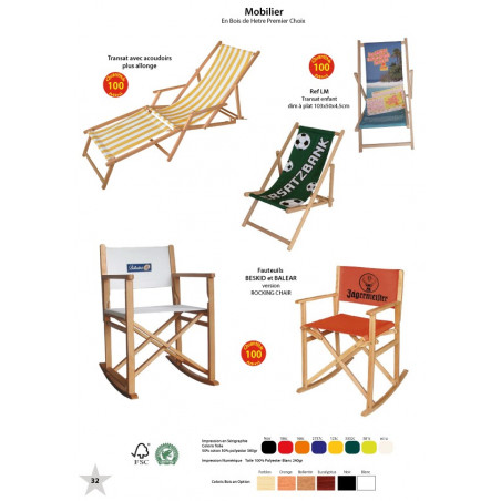 chaise réalisateur et transat personnalisable