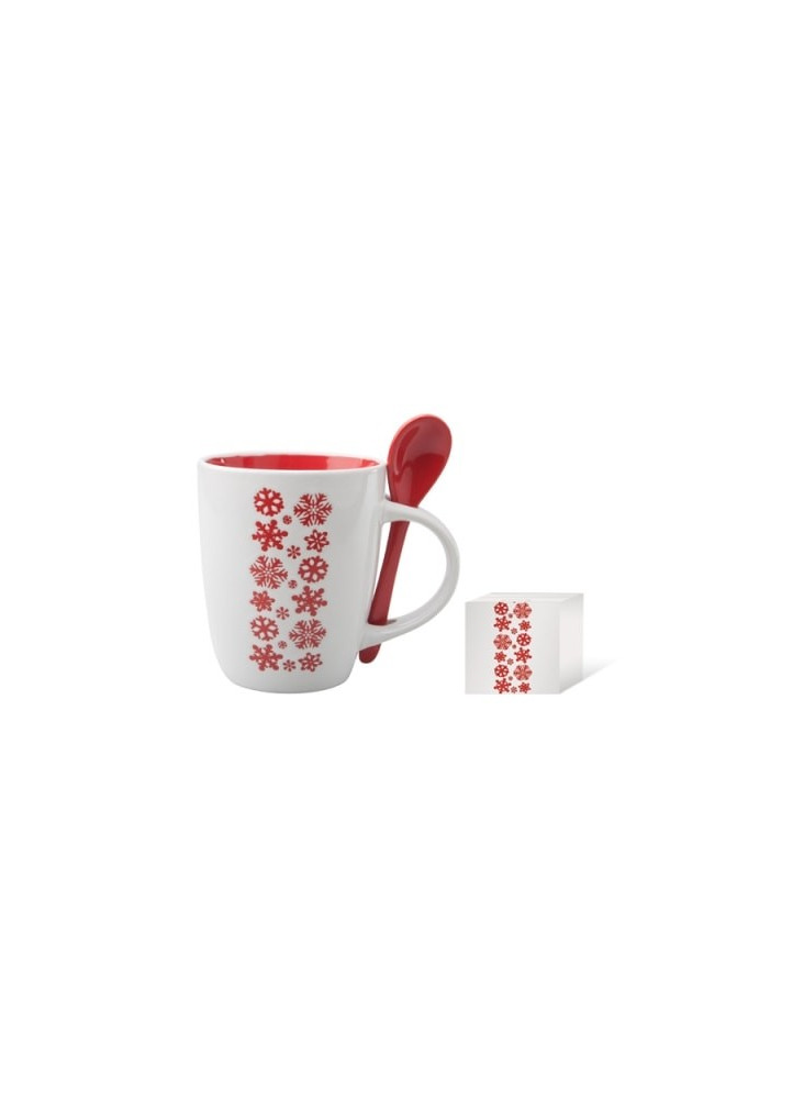 Mug avec cuillère motifs Noël publicitaire