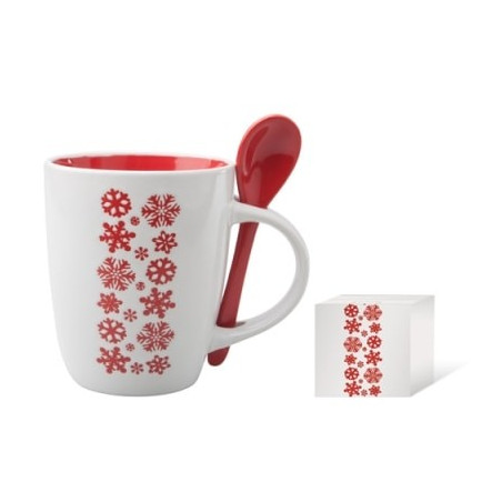 Mug avec cuillère motifs Noël publicitaire
