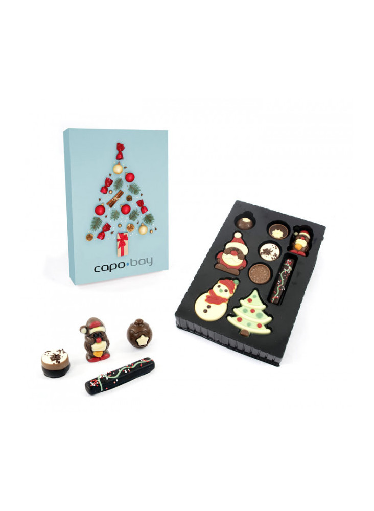 Boîte de 9 chocolats esprit Noël personnalisable
