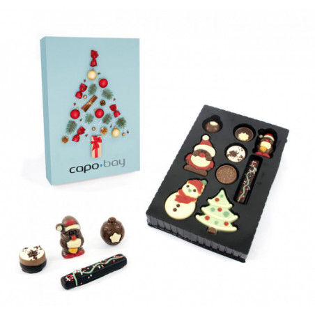 Boîte de 9 chocolats esprit Noël personnalisable