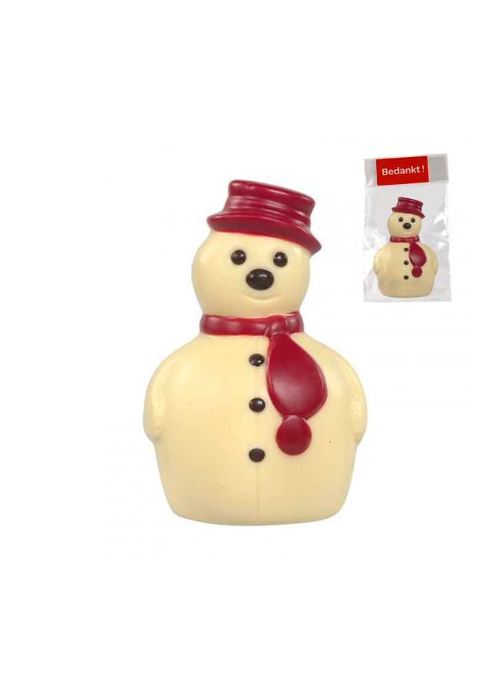 Bonhomme de neige en chocolat belge personnalisé publicitaire