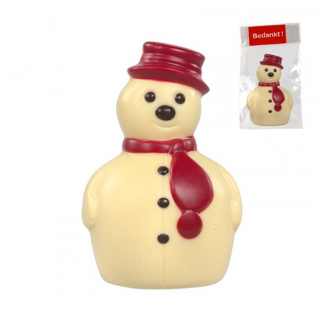Bonhomme de neige en chocolat belge personnalisé