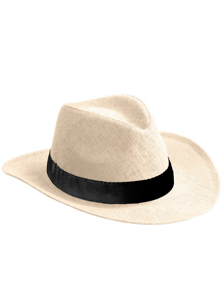 Chapeau en Paille couleur clair avec ruban Publicitaire