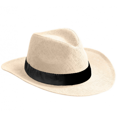 Chapeau en Paille couleur clair avec ruban Publicitaire