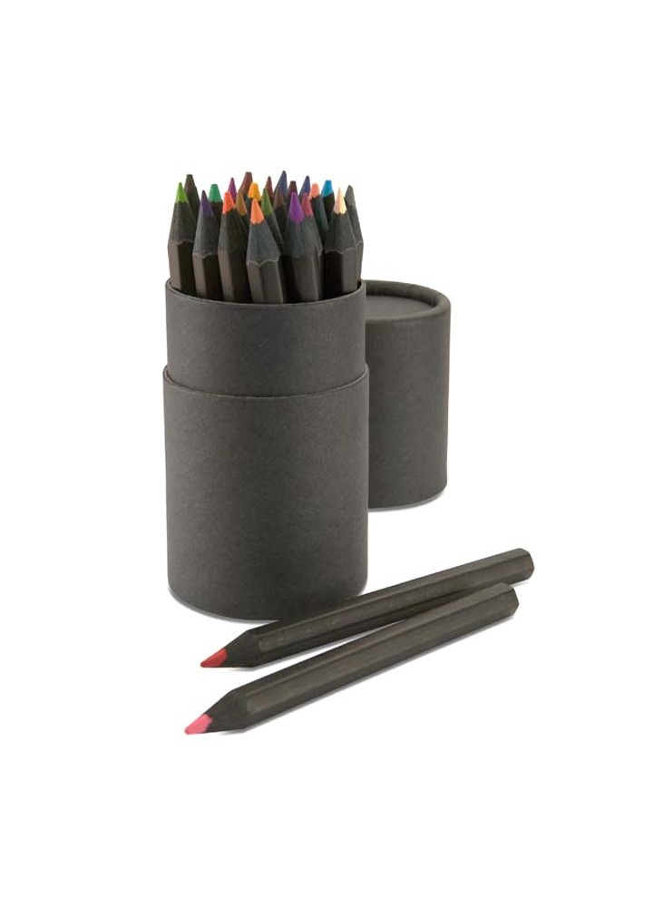 objet publicitaire - promenoch - 24 Crayons de Couleurs  - Stylo Bille Publicitaire