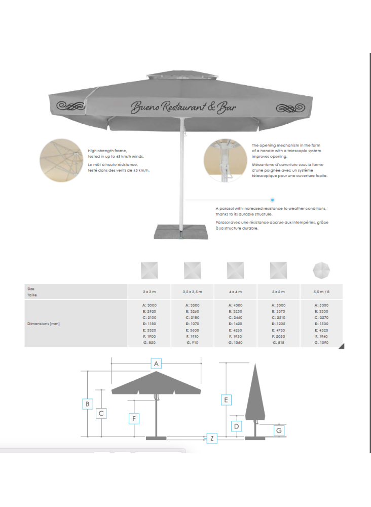 Grand Parasol Robuste Professionnel Tropika Publicitaire