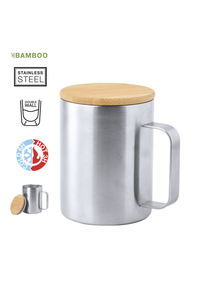 Mug isotherme en acier inoxydable avec couvercle publicitaire
