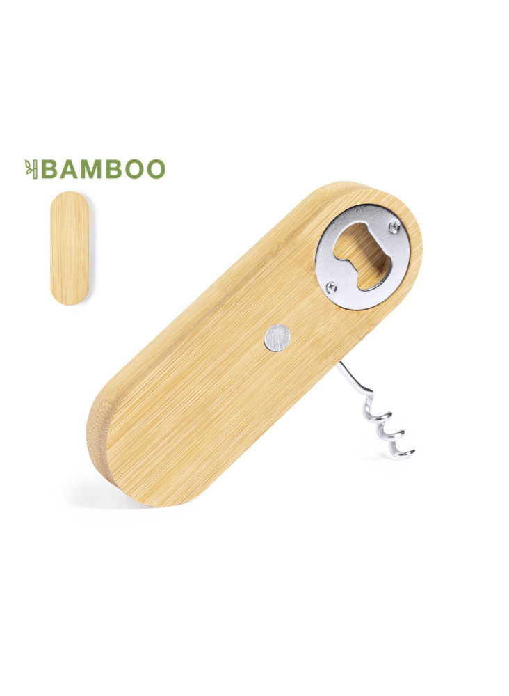 Ouvre-bouchon magnétique en Bambou personnalisé  publicitaire