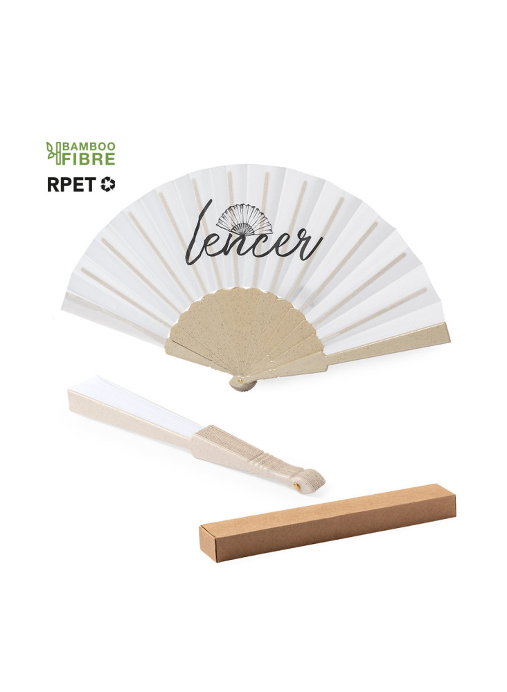 Éventail publicitaire en Bambou et tissu en RPET
