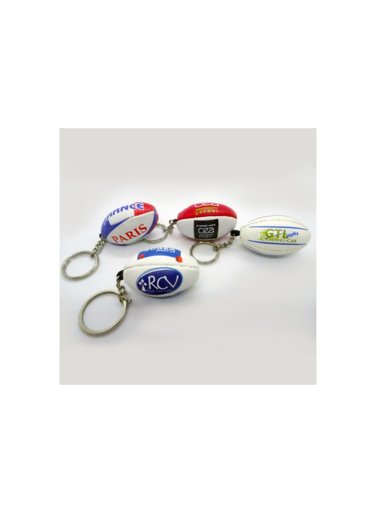 Porte clés publicitaire mini ballon de Rugby en cuir PVC 