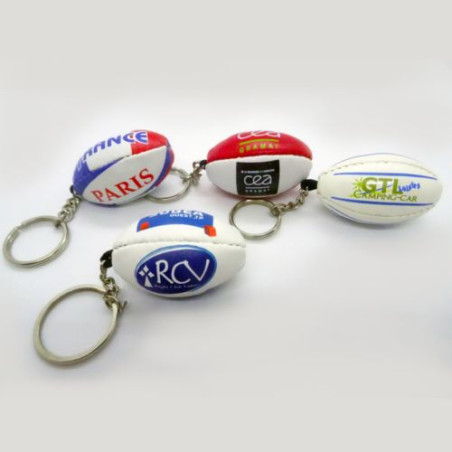 Porte clés publicitaire mini ballon de Rugby en cuir PVC
