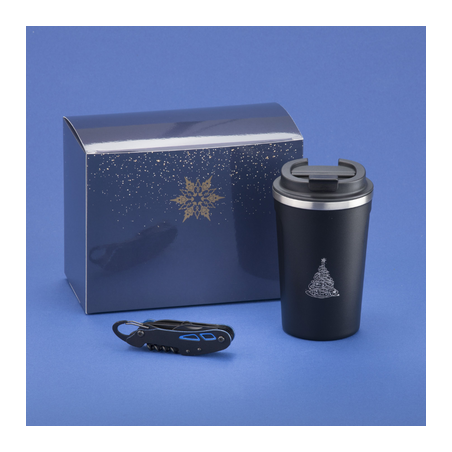 Set de voyage de Noël personnalisable : Tasse Thermique 350 ml  & couteau de poche Optima