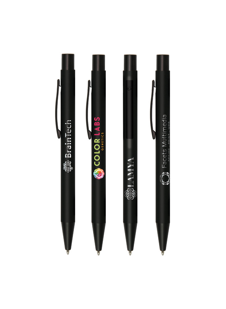 Stylo bille noir mat à clip publicitaire