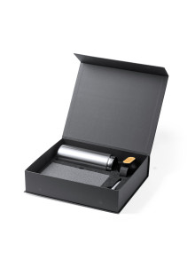 Ensemble bouteille thermos, bloc-notes et stylo